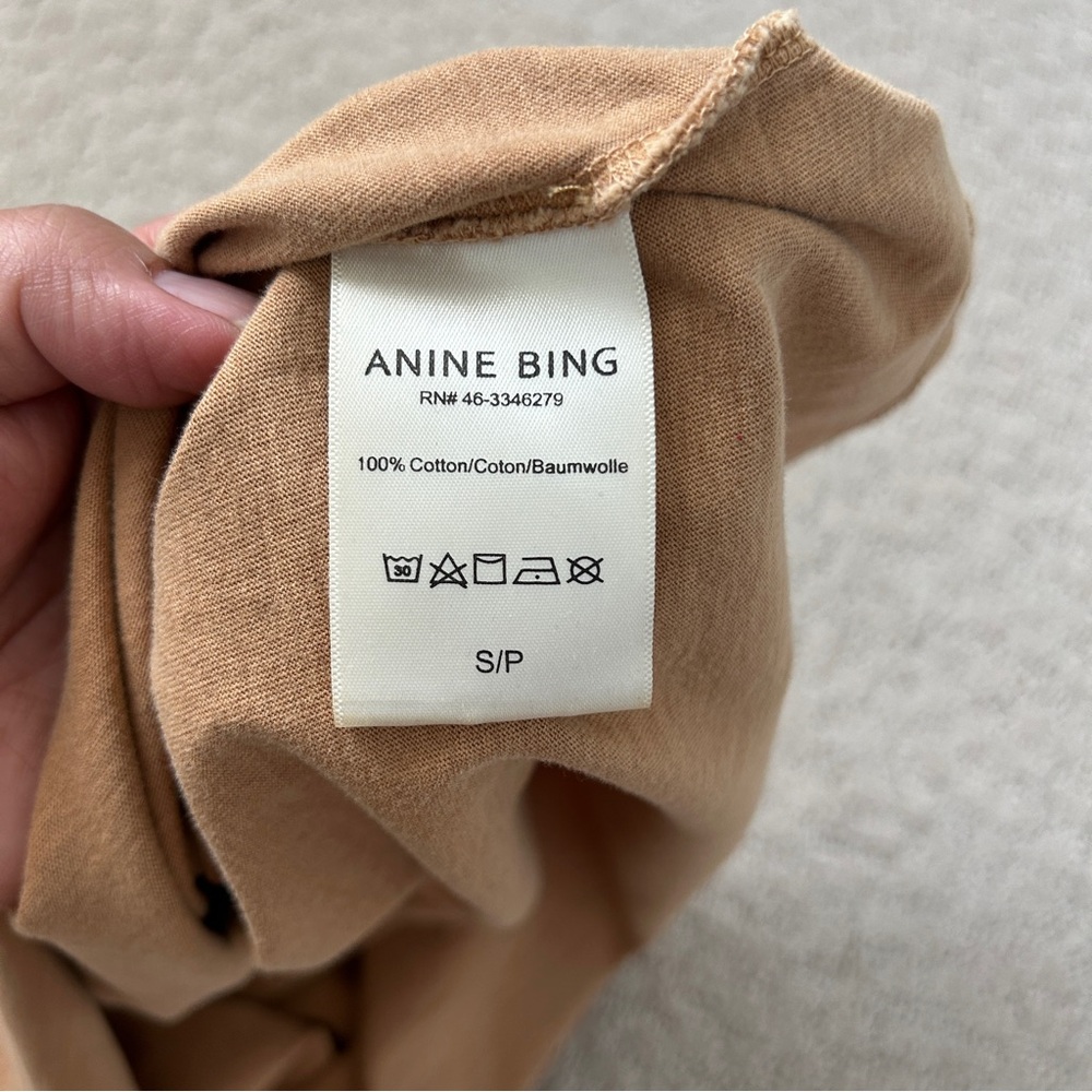 Anine Bing Hudson T-Shirt Tee Small Crewneck Short Sleeve Solid Mustard - Picture 8 of 9